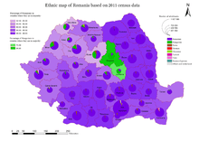 Ethnic map of Romania based on 2011 census data